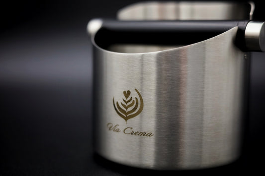 Barista knock box in stainless steel with wooden handles